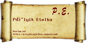 Pólyik Etelka névjegykártya